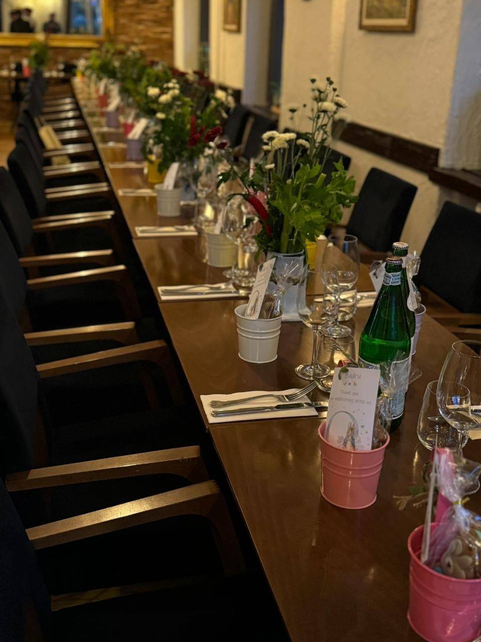A long table set for a celebration